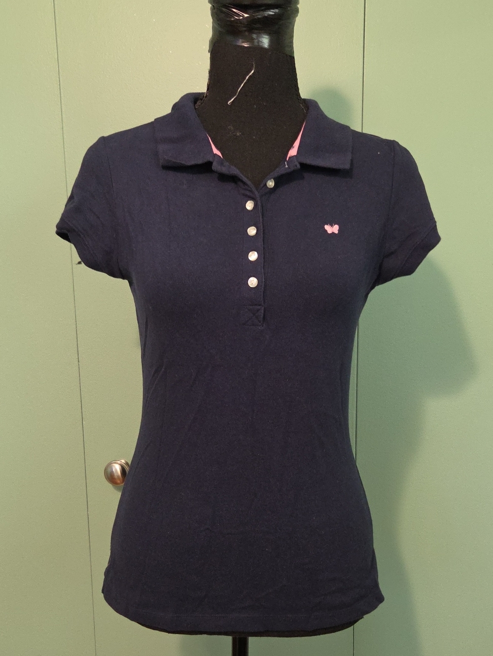 Y2k Aeropostale Blue Polo Blouse With Butterfly Size Medium